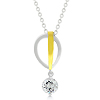 Two Tone Crown Pendant Necklace w/ Dangle Solitaire